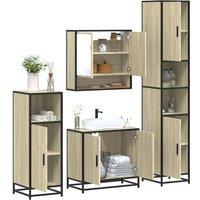 Berkfield Home 4 Piece Bathroom Furniture Set Sonoma Oak Engineered Wood in Brown