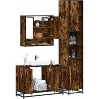 Berkfield Home 3 Piece Bathroom Furniture Set Smoked Oak Engineered Wood in Brown