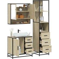 Berkfield Home 3 Piece Bathroom Furniture Set Sonoma Oak Engineered Wood in Brown