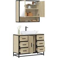 Berkfield Home 2 Piece Bathroom Furniture Set Sonoma Oak Engineered Wood in Brown