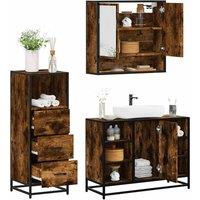 Berkfield Home 3 Piece Bathroom Furniture Set Smoked Oak Engineered Wood in Brown