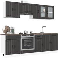 Berkfield Home 8 Piece Kitchen Cabinet Set Kalmar Black Engineered Wood