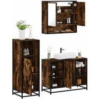 Berkfield Home 3 Piece Bathroom Furniture Set Smoked Oak Engineered Wood in Brown