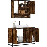 Berkfield Home 2 Piece Bathroom Furniture Set Smoked Oak Engineered Wood in Brown