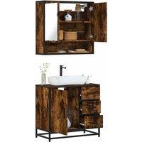 Berkfield Home 2 Piece Bathroom Furniture Set Smoked Oak Engineered Wood in Brown