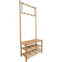 Nordlys Entryway Solid Wood Coat Rack in Brown