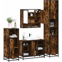Berkfield Home 4 Piece Bathroom Furniture Set Smoked Oak Engineered Wood in Brown