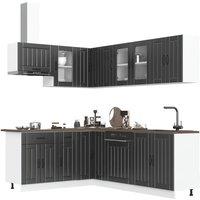 Berkfield Home 11 Piece Kitchen Cabinet Set Lucca Black Engineered Wood