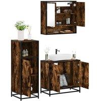 Berkfield Home 3 Piece Bathroom Furniture Set Smoked Oak Engineered Wood in Brown