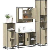 Berkfield Home 4 Piece Bathroom Furniture Set Sonoma Oak Engineered Wood in Brown