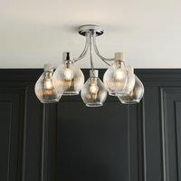 Pagazzi Hamilton 5 Light Polished Chrome Semi Flush Ceiling Light in Silver