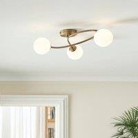 Pagazzi Jaymie 3-Light Antique Brass Semi-Flush Ceiling Light in Gold