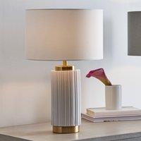 Ruma Textured Dark Green & Gold Ceramic Art Deco Table Lamp in White