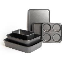 MasterClass 6pc Non-Stick Bakeware Set with 2x Baking Trays, Loaf Tin & Yorkshire Pudding Pan & 2x Roasting Pans in Grey