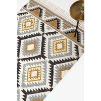 Homescapes Agra Handwoven Diamond Pattern Kilim Wool Rug | Size: 120 cm x 170 cm