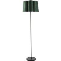 Happy Homewares Modern Matte Black Floor Lamp with Forest Green Velvet Scallop Shade