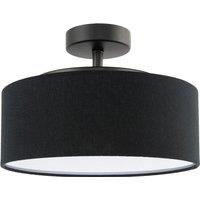 Happy Homewares Contemporary Textured Linen Fabric Semi Flush Ceiling Light Fixture in Black
