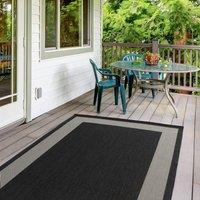 THE RUGS Outdoor Indoor Black Bordered Rug Weatherproof Jet Washable | Size: 140 cm x 200 cm