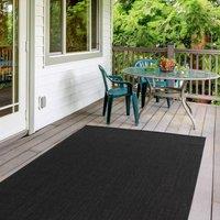 THE RUGS Outdoor Indoor Black Plain Rug Weather Resistant Jet Washable | Size: 140 cm x 200 cm