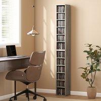 HOMCOM Set of 2 CD Media Display Shelf Unit Tower Rack Adjustable in Grey