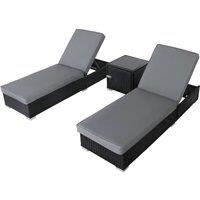 Monstershop Rattan Sun Lounger Set in Black