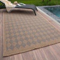 THE RUGS Jute Looking Diamond Design Outdoor Rugs Garden Patio Nature 5300 in Blue | Size: 240 cm x 340 cm