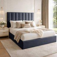 Desire Deco Plush Velvet Suenna Upholstered Panel Bed Frame in Charcoal | Size: Super King
