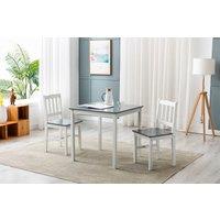 MCC Direct Solid Wooden Kitchen Dining Table & 2 Chairs in Grey