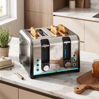 HOMCOM 4 Slice Toaster with 7 Browning Levels, Reheat, Defrost & Cancel in Black