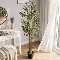 HOMCOM 175 cm Artificial Olive Tree, Tall Faux Plant with 787 Leaves in Green