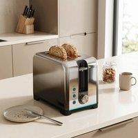 HOMCOM 2 Slice Toaster with 7 Browning Levels, Reheat, Defrost & Cancel in Black