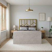 KDMD Aldingbourne Luxe Upholstered Gold & Pebble Television Bed Frame | Size: Super King