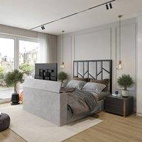 KDMD Aldingbourne Luxe Upholstered Silver Television Bed Frame | Size: Super King