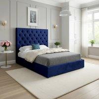 KDMD Finsbury Upholstered Blue Soft Velvet Designer Bed Frame | Size: Small Double
