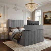 KDMD Argyll Upholstered Soft Velvet Line Grey Tv Bespoke Bed Frame | Size: Single