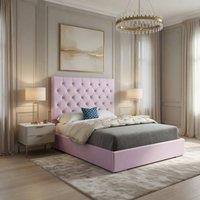 KDMD Finsbury Upholstered Pink Soft Velvet Designer Bed Frame | Size: Super King