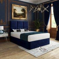 KDMD Ixworth Upholserted Floorstanding Headboard Blue Designer Bed Frame | Size: Double