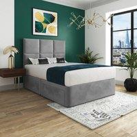 KDMD Ixworth Upholserted Floorstanding Headboard Grey Designer Bed Frame | Size: Double