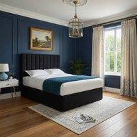 KDMD Quidenham Upholstered Black Soft Velvet Designer Bed Frame | Size: Super King