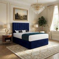 KDMD Quidenham Upholstered Blue Soft Velvet Designer Bed Frame | Size: Super King