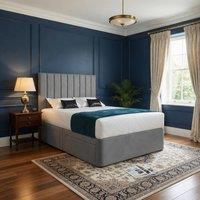 KDMD Quidenham Upholstered Grey Soft Velvet Designer Bed Frame | Size: Super King