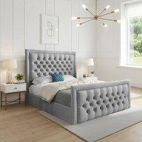 KDMD Sway Upholstered Grey Soft Velvet Designer Bed Frame | Size: Double