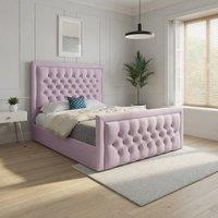 KDMD Sway Upholstered Pink Soft Velvet Designer Bed Frame | Size: Double