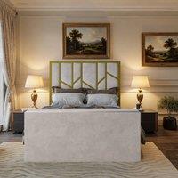 KDMD Alderley Luxe Upholstered Gold & Pebble Television Bed Frame | Size: Super King