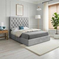 KDMD Fetcham Upholstered Grey Soft Velvet Designer Bed Frame | Size: Small Double