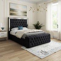 KDMD Reigate Mirror Upholstered Black Soft Velvet Designer Bed Frame | Size: King
