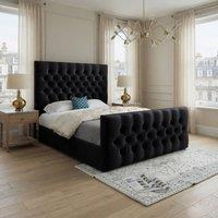KDMD Shawford Upholstered Black Soft Velvet Designer Bed Frame | Size: King