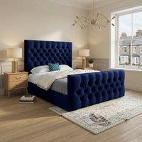 KDMD Shawford Upholstered Blue Soft Velvet Designer Bed Frame | Size: King