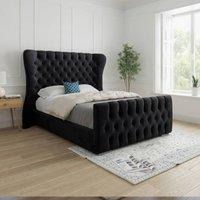 KDMD Zelah Wide Curved Black Soft Velvet Designer Bed Frame | Size: Super King