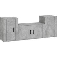 Berkfield Home 3 Piece TV Cabinet Set Concrete Grey Engineered Wood